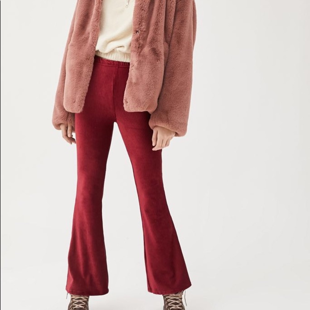 Urban outfitters red velvet flare pants